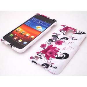 Samsung Epic Touch D710 Red Flower on White Hard Case Cover Protector 