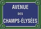 French Paris Street Sign   Avenue des Champs Elysees