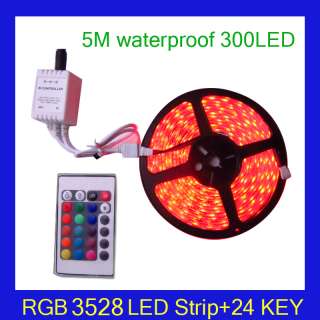   Waterproof RGB Flexible Light Strip with 24 Key Remote,5M 300 LED 3528