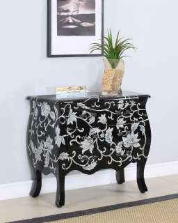 Powell Black and White Floral Print Console Foyer Table Furniture 440 