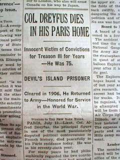   newspaper JUDAICA Alfred Dreyfus Dead FRANCE AntiSemitism scandal