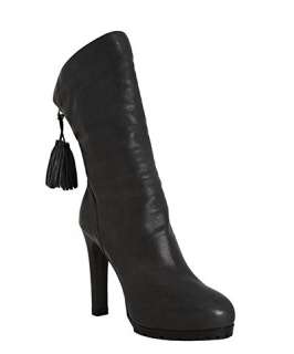 Yves Saint Laurent black leather Passy 90 tassel boots