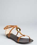 Giuseppe Zanotti tan leather open toe strappy sandals style# 319234001