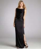 The Eternal black silk studded side slit maxi dress style# 320064201