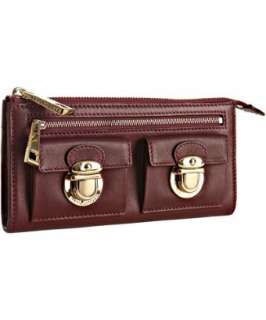 Marc Jacobs bordeaux leather push lock zip wallet   