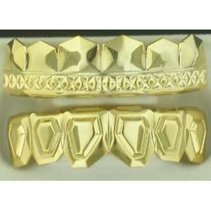 GRILLZ GOLD SELF DESIGNED TWO ROW TOP N BTM GRILLS L52/54