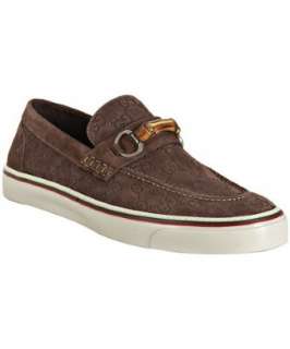 Gucci brown guccissima suede bamboo detail loafers   