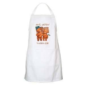  Apron White One Nation Under God Teddy Bears with US Flag 