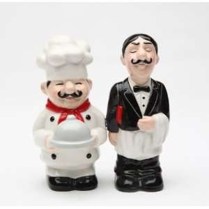  Chef and Waiter Magnetic Ceremic Salt and Pepper Shakers 