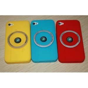 red/lightblue)cool Camera Design Silicone Case Cover for Apple Iphone 