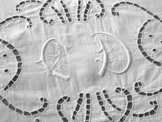 Antique Italian Linen Tablecloth Hand Embroidered CD  