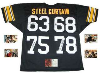STEELERS SIGNED AUTO STEEL CURTAIN JERSEY 4AUTOS 4 PICS  