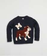 BABY navy cotton cashmere cable bulldog sweater style# 318161601