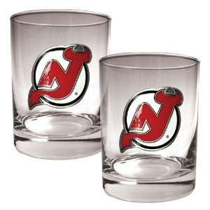  New Jersey Devils NHL 2pc Rocks Glass Set   Primary Logo 