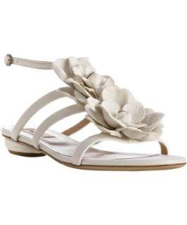 Valentino white leather floral detail ankle strap sandals   up 