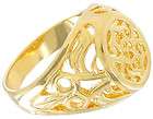 Ring Mens Yellow Gold Plated Celtic Design Filigree Large Sz 12