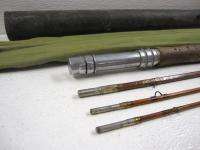 Antique Split Bamboo 4 Pc 8 FT Fly Fishing Rod W/ Canvas Case & Tube 