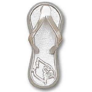 Louisville Cardinals Solid Sterling Silver Athletic Head Flip Flop 5/8 