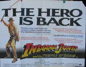 Indiana Jones Temple Of Doom Brit Quad Movie Poster  