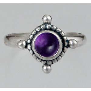  Sterling Silver Filigree Ring Featuring a Genuine Amethyst 