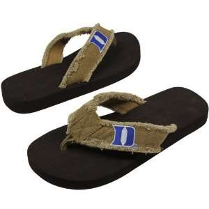  Duke Blue Devils Unisex Frayed Flip Flops   Khaki (Small 