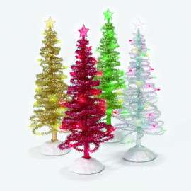 Miniature Green Glass Christmas Tree w/ Presents 008  