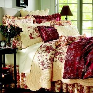  Red Anastasia Toile Comforter Cover   Twin