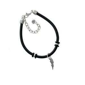  Silver Lightning Bolt   Silver Plated Black Rubber Charm 
