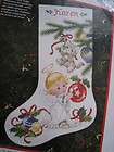   Counted Cross Stitch Stocking Kit,HOLLY ANGEL AND KITTEN,Morehead,16