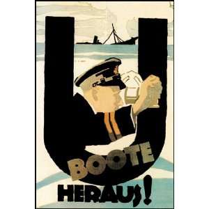  U Boats Are Out by Hans Rudi Erdt 12x18