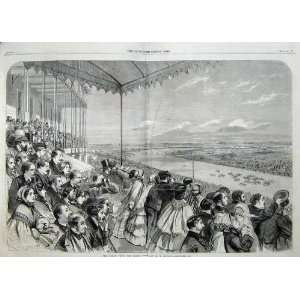   1860 Derby Day Horse Racing Grand Stand People Sport