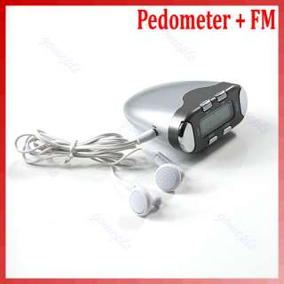 LCD Pedometer Step Calorie Counter Monitor FM Radio Sil  