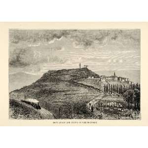 1882 Wood Engraving Art Mont Auxois France Vercingetorix Statue 