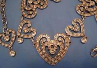 Brighton Silver Swarovski Crystal Hearts Collection Chain Belt Size M 