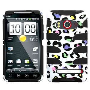 FISHBONE Hybrid Phone Cover Case for HTC EVO 4G Sprint LEOPARD C/BLACK 