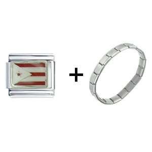  Red & White Flag Italian Charm Pugster Jewelry