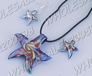 Lot 36 Starfish Lampwork Glass Pendant Necklace+Earring  