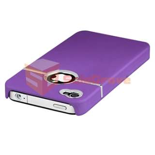 For iPhone 4 G S 4GS Verizon AT&T Purple +Purple Hard Slim Chrome Skin 
