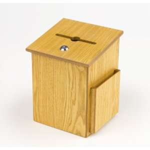  Wood Suggestion Box with Side Pocket, Locking Hinged Lid 