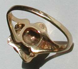 VINTAGE diamond center TEXTURED 3D ROSE FLOWER 10kt yellow gold ring 