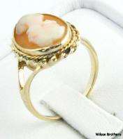 CAMEO RING   Genuine Shell Solid 14k Yellow Gold Estate Vintage C 