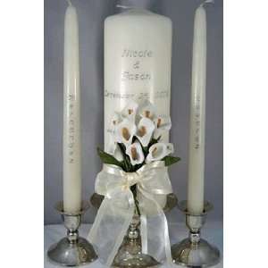   with Organza Bow Set with Matching Taper Candles