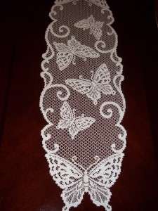 WHITE TABLE RUNNER LACE 35 X 11 BUTTERFLY WTRB153 TABLE  