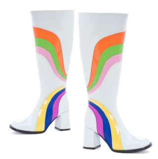 Knee High GOGO Boots White Rainbow Retro 6 12  