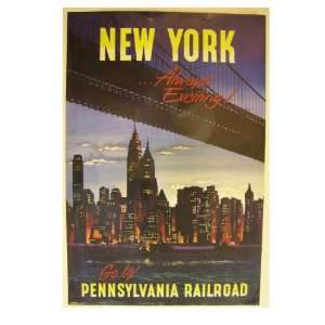  New York City Manhattan Poster Pennsylvania Railroad