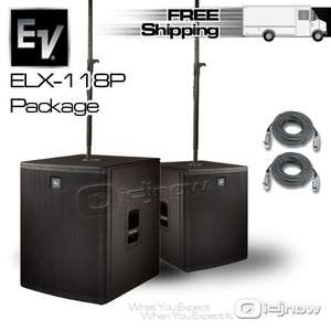 EV ELX 118P ELX118P DJ SUBWOOFERS POLES & XLR CABLES 800549589529 