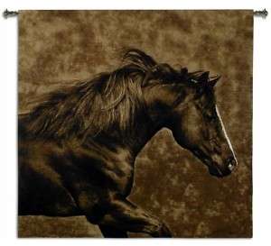 GALLOPING HORSE WESTERN ART TAPESTRY WALL HANGING  