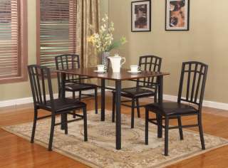 PC Black / Walnut Finish Wood & Metal Dining Room Kitchen Table and 