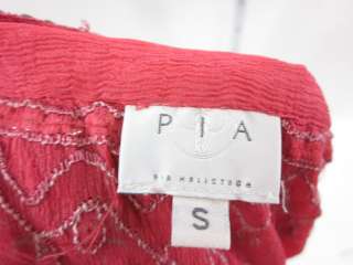 PIA Pink Silk Sheer Sequin Detail Long Sleeve Dress S  