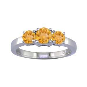 CT 3 Stone Citrine Ring 14K White Gold In Size 5 (Available In Sizes 